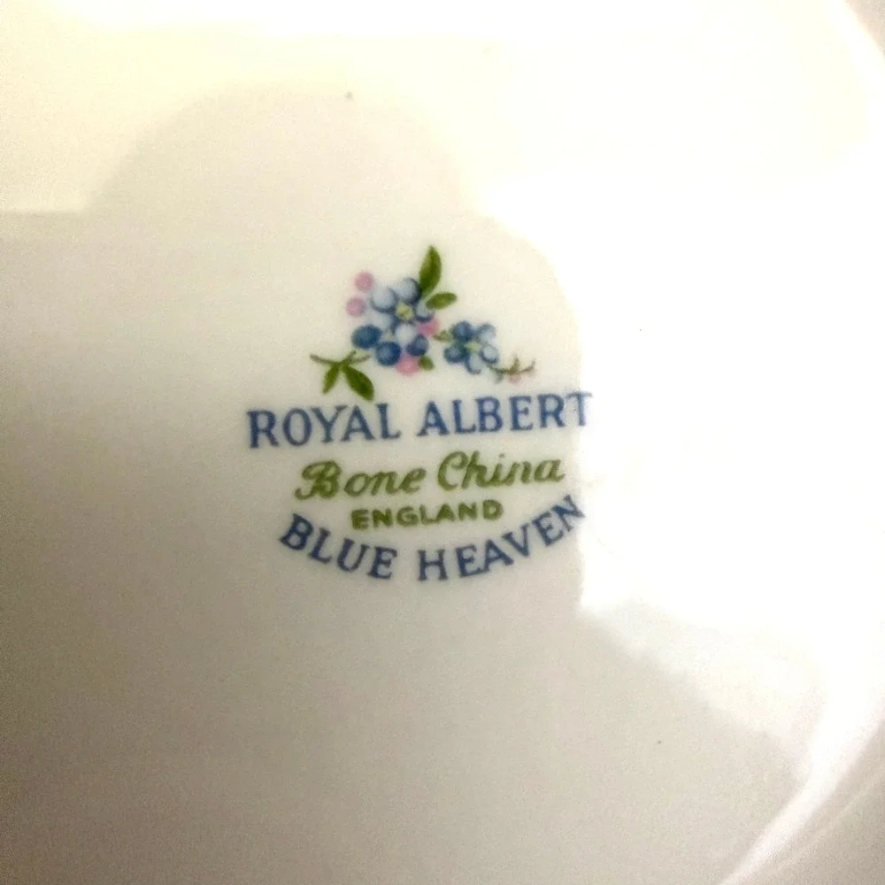 Royal Albert Blue Heaven Teapot Bone China Blue Floral Gold Trim 2 Trays Vintage